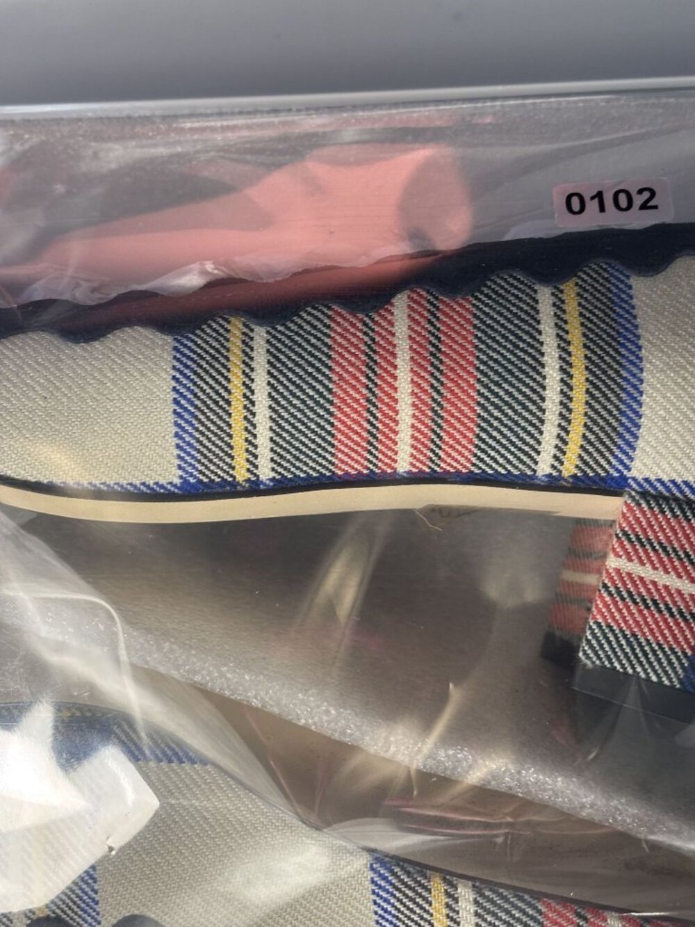 Plaid Scalloped Ballet Flats With Block Heel By J.Crew Size 8.5 Red/Navy Multi - Picture 10 of 10
